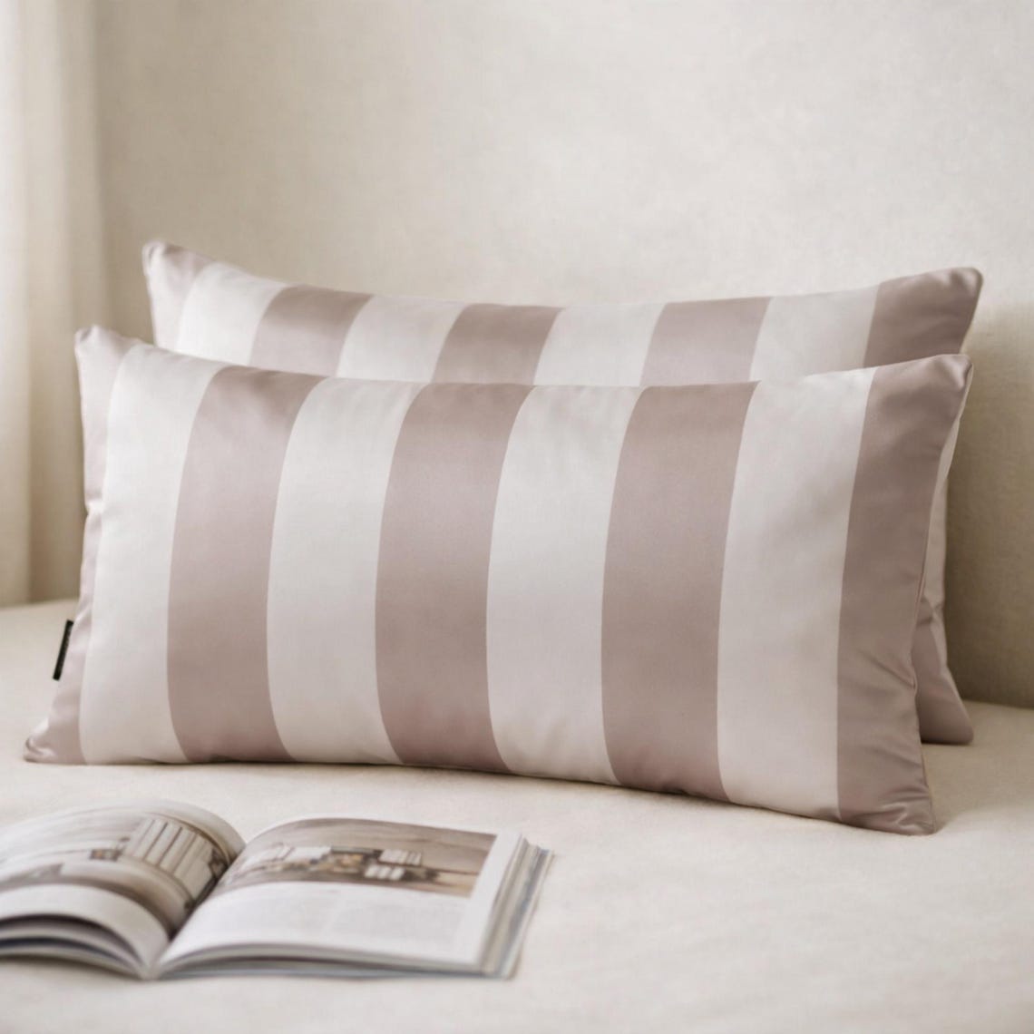 Mocha Stripe Delight Lumbar Cushion Cover