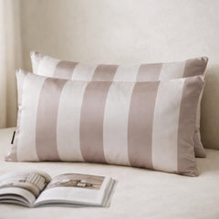 Mocha Stripe Delight Lumbar Cushion Cover