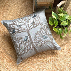 Silver Pigeons Silk Throw Pillow Cover