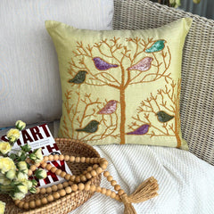 Pigeon Love - Lime Green Art Silk Decorative Euro Sham