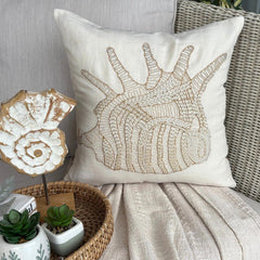 Royal Sea Shell - Beige Cotton Linen Decorative Euro Sham