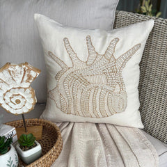 Royal Sea Shell - Beige Cotton Linen Decorative Euro Sham