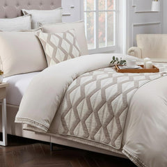 Pattern Flatter - Linen Ivory, Taupe Decorative Bed Runner and Cushion Cover