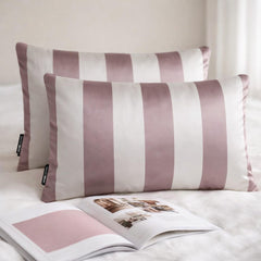 Dusty Rose Stripe Delight Lumbar Cushion Cover