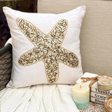 Starfish Party - Ivory Linen Throw Cushion Cover