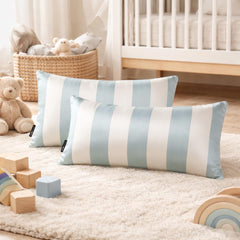 Ice Blue Satin Lumbar Cushion Cover Pack of 2 - Ice Stripe Delight