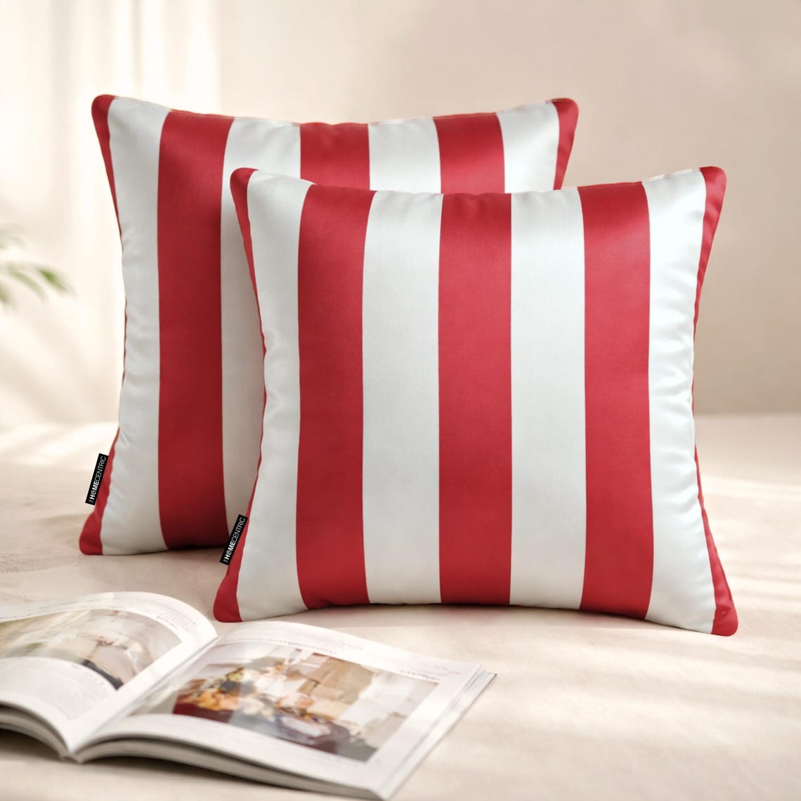Red Vertical Throw Cushion Cover