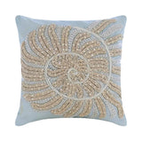 Swirl Twirl - Light Blue Cotton Linen Throw Pillow Cover