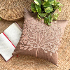 My Wish Tree - Dark Peach Art Silk Decorative Euro Sham