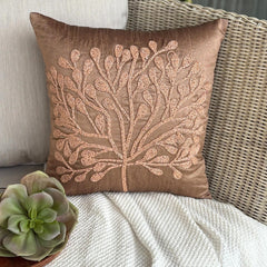 My Wish Tree - Dark Peach Art Silk Decorative Euro Sham