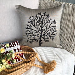 Silver Tree Of Life - Silver Art Silk Decorative Euro Sham