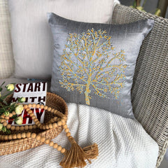 Tree Of Faith - Gray Art Silk Decorative Euro Sham