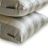 Sage Gray & Ivory Satin Lumbar Cushion Cover Pack of 2 - Sage Gray Stripe Delight
