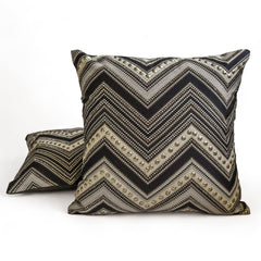 Brown & Grey Jacquard Throw Cushion Cover - Chevron Ridge