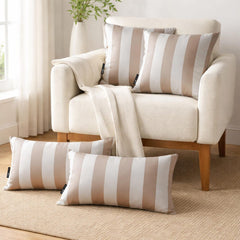Mocha Satin Lumbar Cushion Cover Pack of 2 - Mocha Stripe Delight