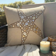 Starfish Coated Pearl - Natural Beige Cotton Linen Decorative Euro Sham
