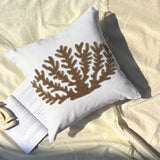Gold Coral Hunt - Ivory Cotton Linen Throw Cushion Cover