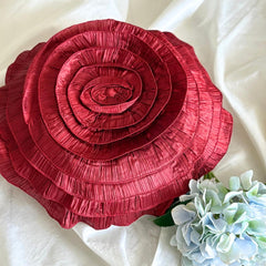 Rust Rose - Crushed Art Silk Rust Decorative Round Cushion Cover