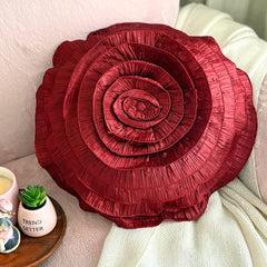 Rust Rose - Crushed Art Silk Rust Decorative Round Cushion Cover