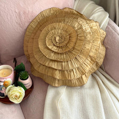 Vintage Golds - Crushed Art Silk Gold Decorative Round Cushion Cover