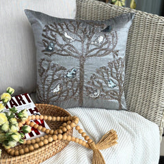 Silver Pigeons Gray Throw Pillow Cover