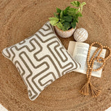 Olive Green Linen Throw Cushion Cover - Earth Maze