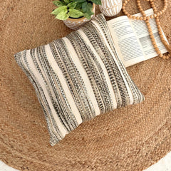 Earthy Colors & Beige Cotton Throw Cushion Cover - Savaana Braid