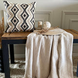 Black & Beige Jacquard Woven Throw Cushion Cover - Nomad Path