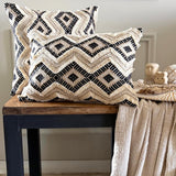 Black & Beige Jacquard Woven Throw Cushion Cover - Nomad Path