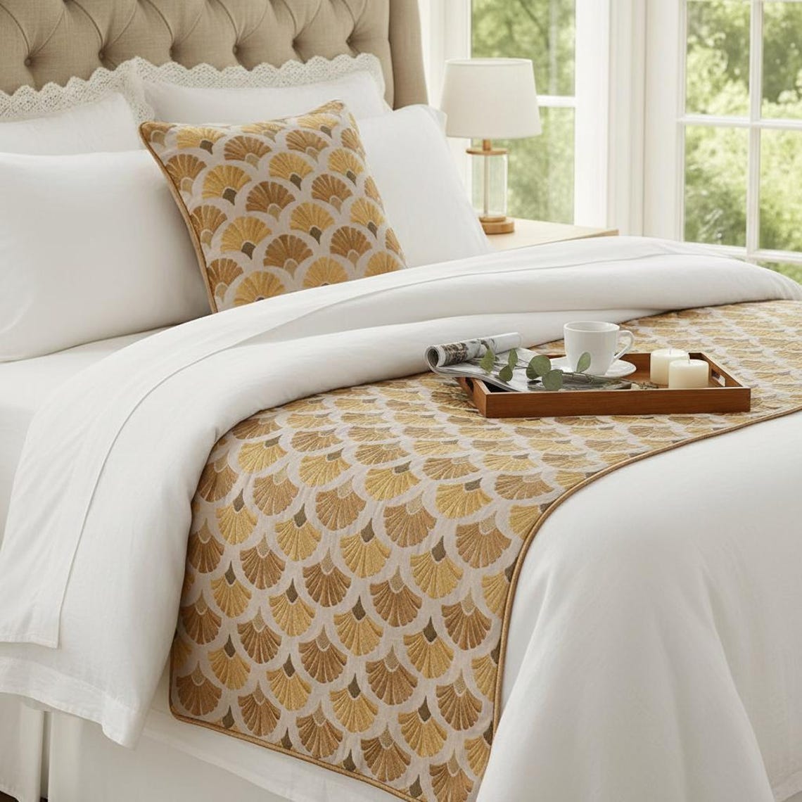 Autumn Bloom Decorative Bed Runner with Cushion Cover
