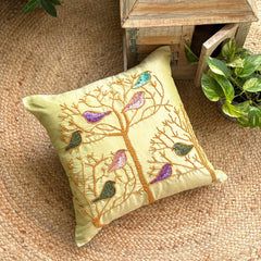 Pigeon Love - Lime Green Art Silk Decorative Euro Sham