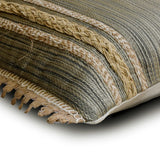 Beige & Green Jacquard Woven Throw Cushion Cover - Sandloom