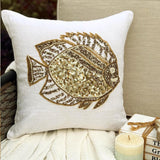 Glamour Fish - Ivory Linen Throw Cushion Cover