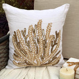 Sea Weed Flow - Ivory Linen Throw Cushion Cover