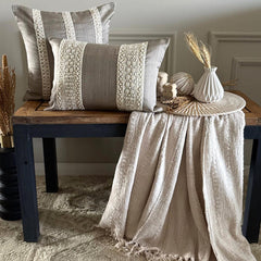Gray Linen Lumbar Cushion Cover - Pearl Weave