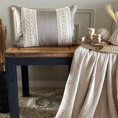 Gray Linen Lumbar Cushion Cover - Pearl Weave
