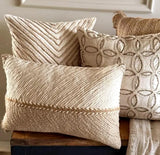 Beige & Ivory Cotton Linen Throw Cushion Cover - Braided Earth