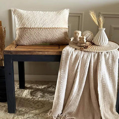 Beige Jute Lumbar Cushion Cover - Juteform