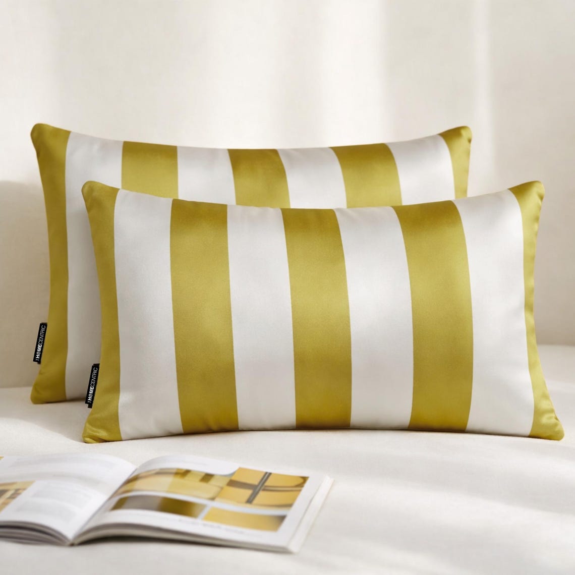 Chartreuse Stripe Delight Lumbar Cushion Cover