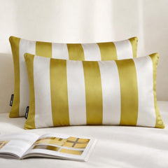 Chartreuse Stripe Delight Lumbar Cushion Cover