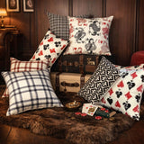 Red & Black Velvet Throw Cushion Cover - Four Suits