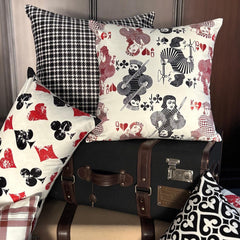 Red & Black Velvet Throw Cushion Cover - Royal Hearts