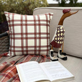 Red & White Velvet Throw Cushion Cover - Vintage Plaid Red