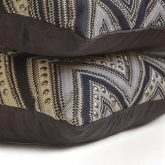 Brown & Grey Jacquard Lumbar Cushion Cover - Chevron Crest