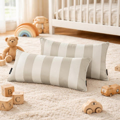 Taupe Satin Lumbar Cushion Cover Pack of 2 - Taupe Stripe Delight