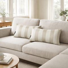 Taupe Satin Lumbar Cushion Cover Pack of 2 - Taupe Stripe Delight