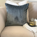 Dark Gray Velvet Throw Cushion Cover - Dark Gray Lines