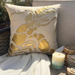Gold Lobster - Natural Beige Cotton Linen Throw Pillow Cover