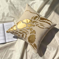 Gold Lobster - Natural Beige Cotton Linen Throw Pillow Cover
