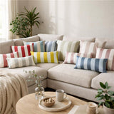 Pink Satin Lumbar Cushion Cover Pack of 2 - Pink Stripe Delight